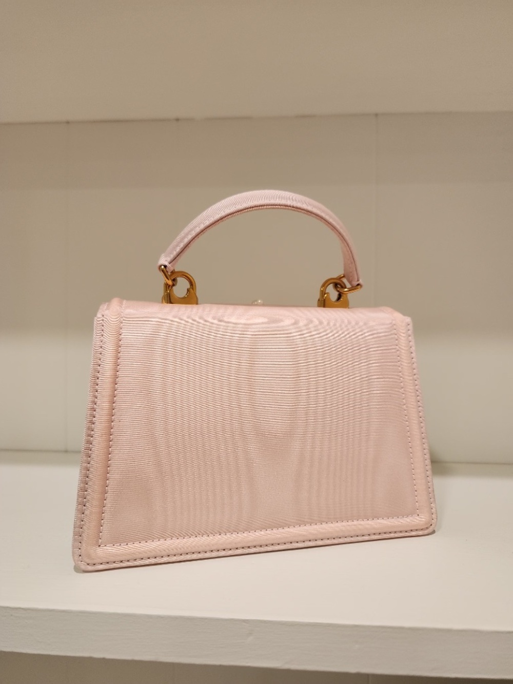 D&G Small Baby Pink Moiré Top Handle Devotion Bag with Pearl Embroidery - Picture 2 of 6